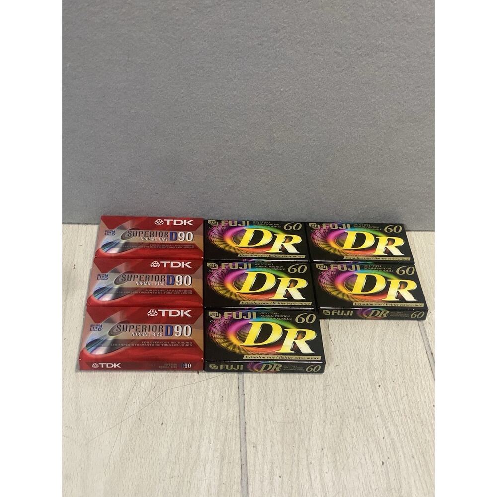Fuji DR 60 Type I Extraslim Lot of 5 & TDK D90 Lot Of 3 (Cassettes Sealed)